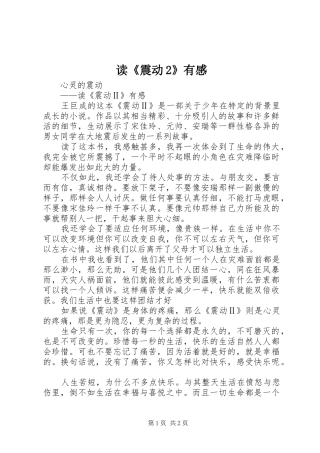 读《震动2》有感