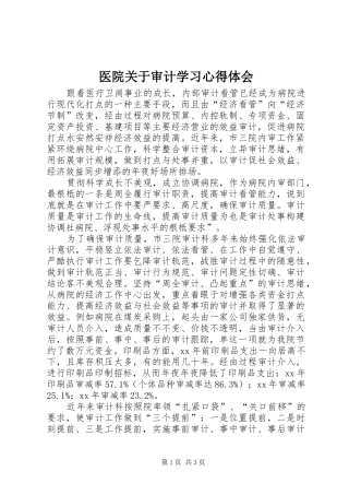 医院关于审计学习心得体会