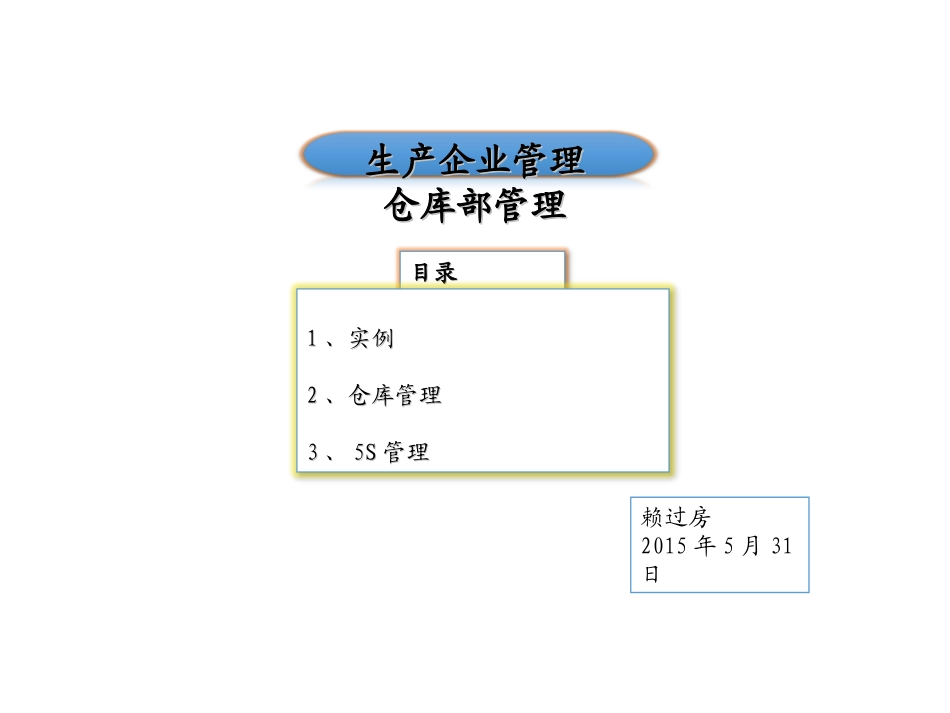 生产企业管理仓库部管理---赖过房_第1页