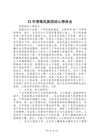 XX年青海民族团结心得体会_2