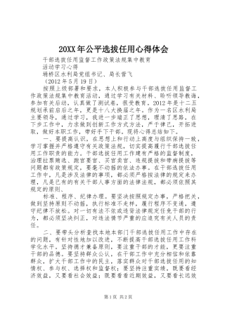 20XX年公平选拔任用心得体会 (2)