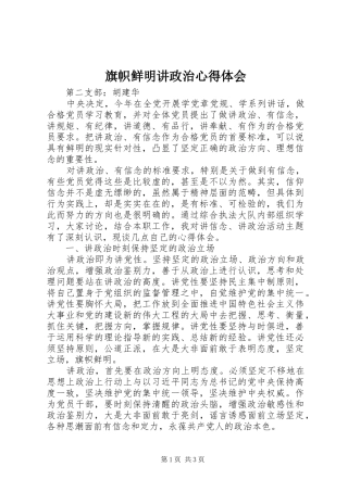 旗帜鲜明讲政治心得体会