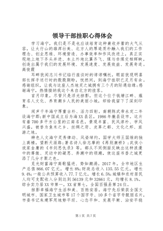 领导干部挂职心得体会