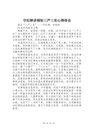 守纪律讲规矩三严三实心得体会