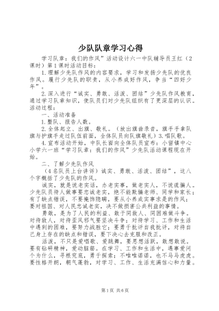 少队队章学习心得