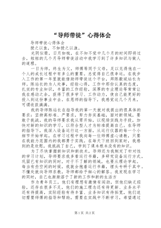 “导师带徒”心得体会