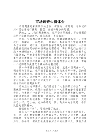 市场调查心得体会