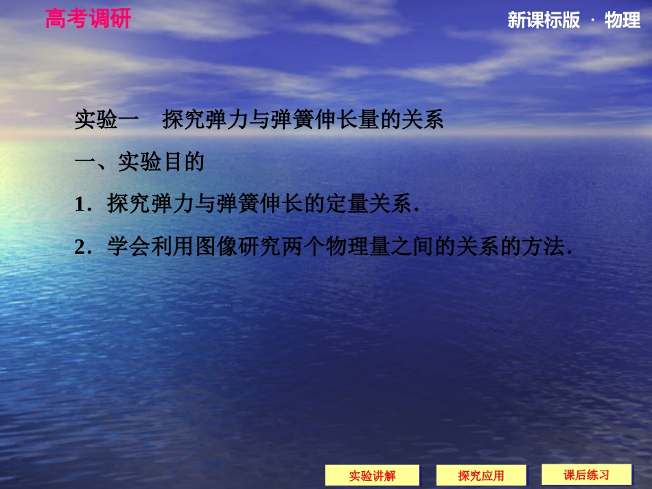 高考调研2014届高考物理一轮课件：2-5实验：探究弹力与弹簧伸长量的关系、探究求合力的方法_第3页