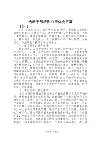 选派干部培训心得体会五篇