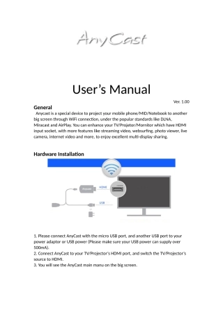 Anycast m2 plus无线推送器的详细使用说明