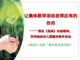 郑三元：落实《指南》实验精神，科学组织幼儿园集体教学活动