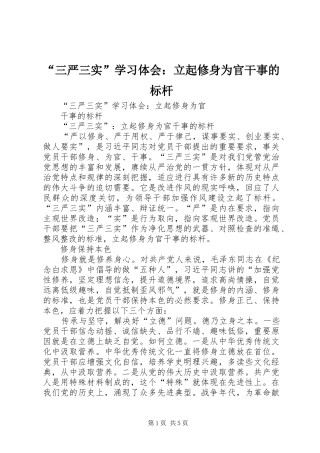 “三严三实”学习体会：立起修身为官干事的标杆