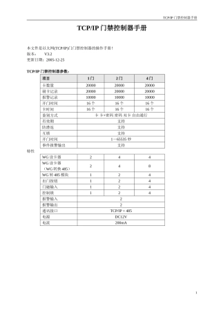 TCPIP门禁控制器手册