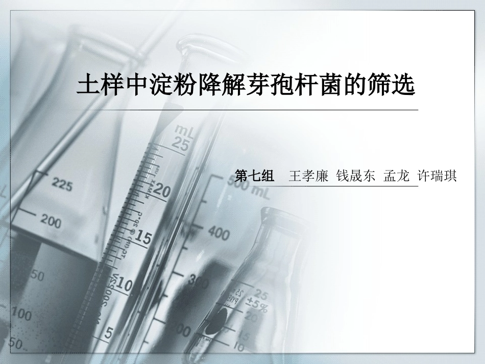 土样中淀粉降解芽孢杆菌的筛选_第1页