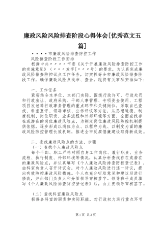 廉政风险风险排查阶段心得体会[优秀范文五篇]