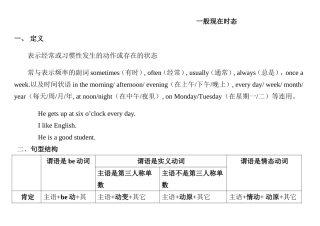 一般现在时态句型结构[1]