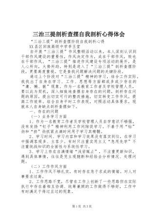 三治三提剖析查摆自我剖析心得体会