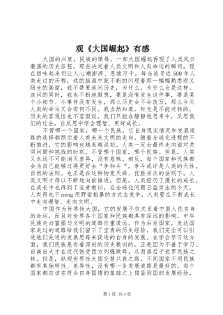 观《大国崛起》有感