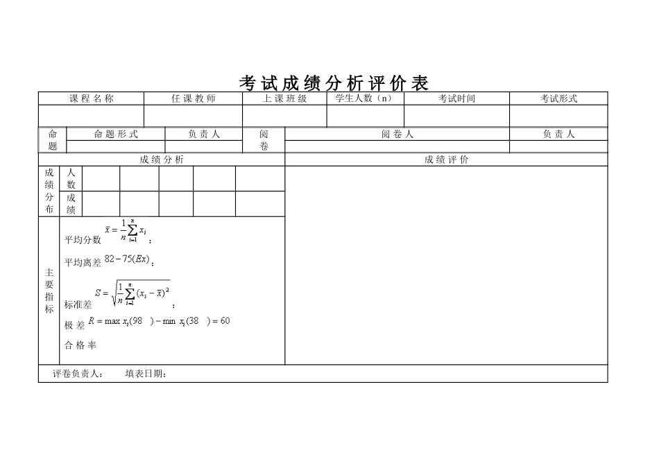 考试成绩分析评价表 (2)_第1页