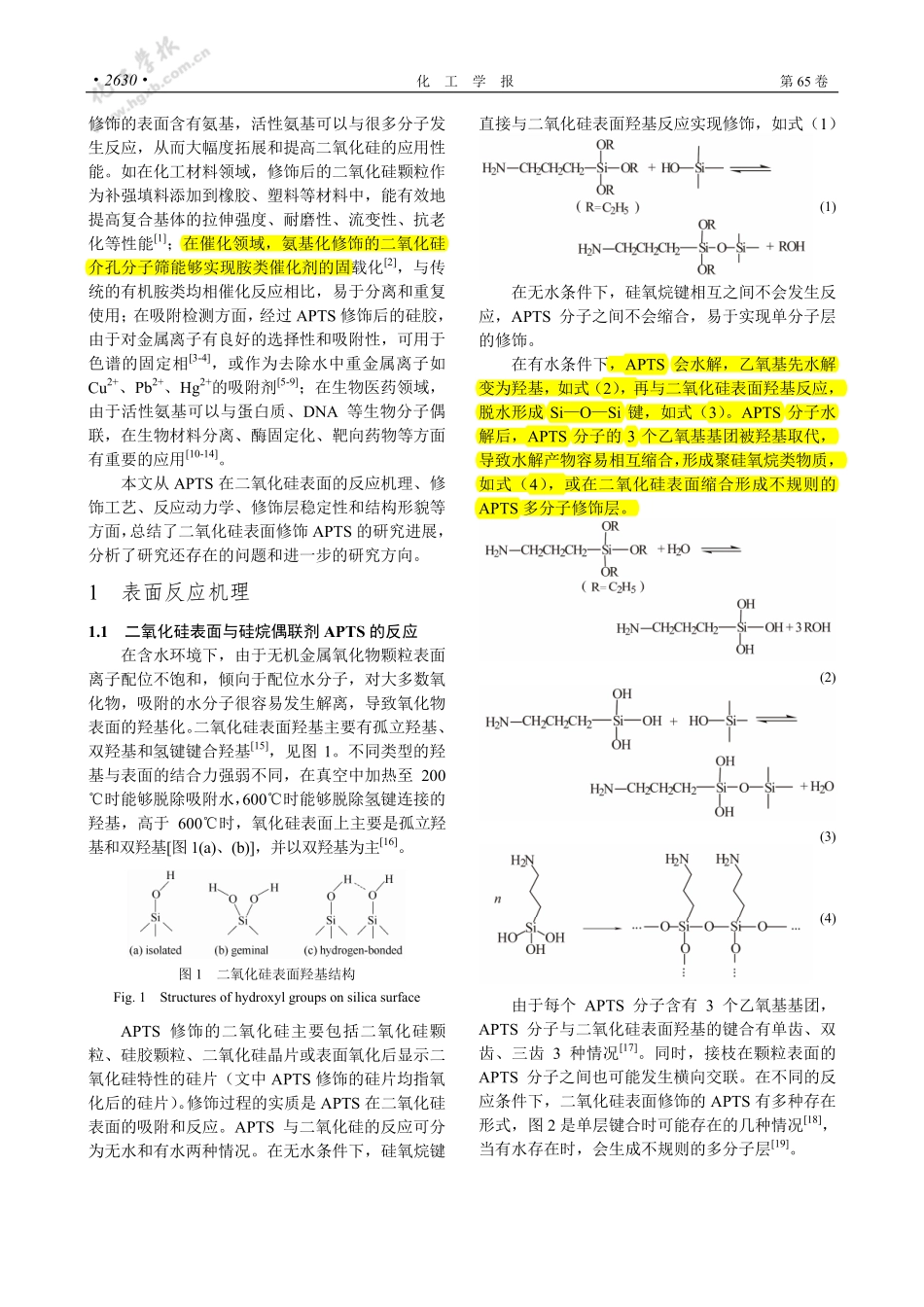 二氧化硅表面修饰硅烷偶联剂APTS的过程和机制_第2页