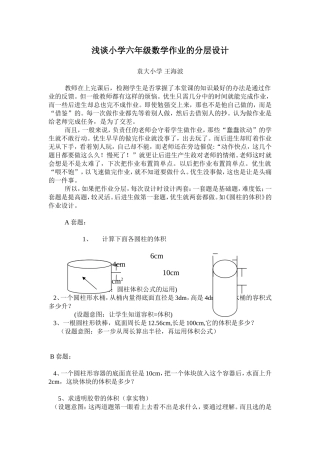 浅谈小学六年级数学作业的分层设计