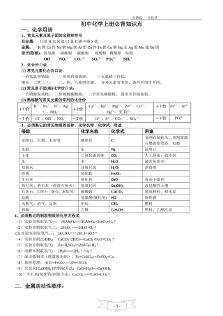 人教版_初三化学上册必背知识点(精华)