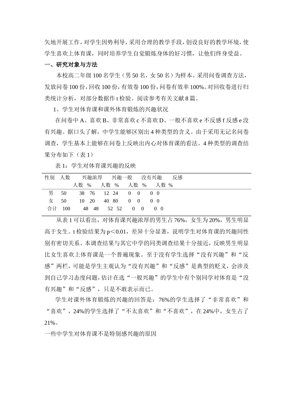 体育课学习兴趣的调查分析_第2页