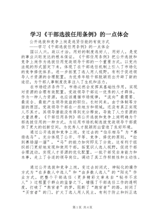 学习《干部选拔任用条例》的一点体会