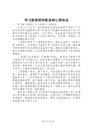 学习新准则和新条例心得体会