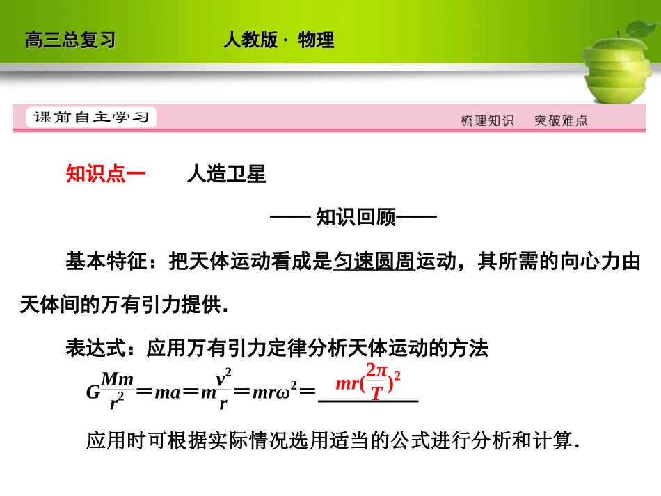 新课标2012届高考物理总复习配套课件4-5课时5 人造卫星 宇宙速度_第2页