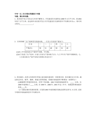中考一元二次方程应用题复习专题