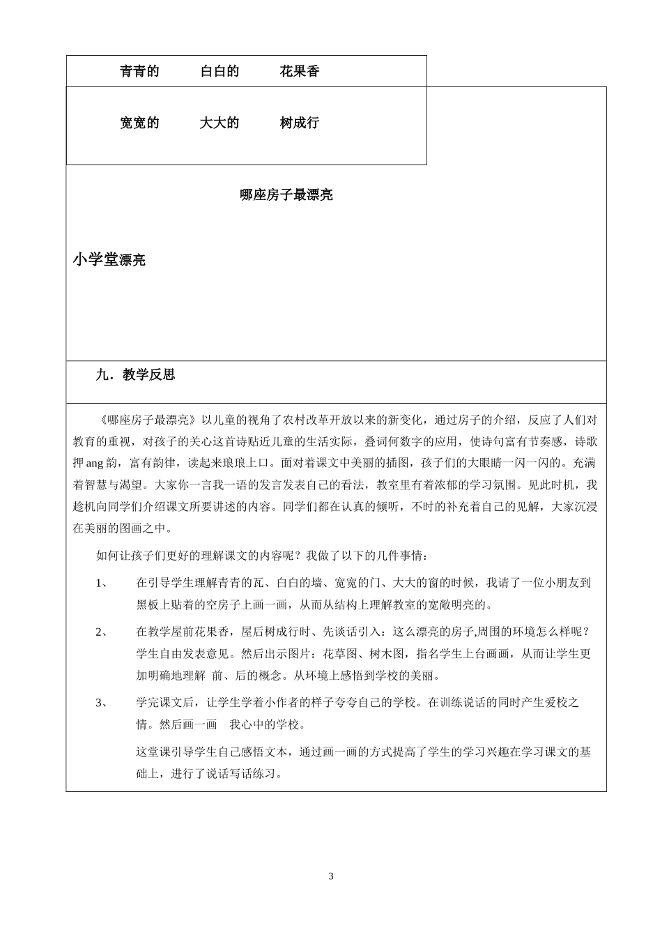 人教版小学一年级语文第一册第二单元课文《哪座房子最漂亮》教学设计_第3页