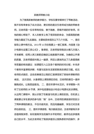 新教师带教小结