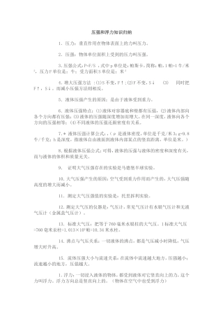 压强和浮力知识归纳