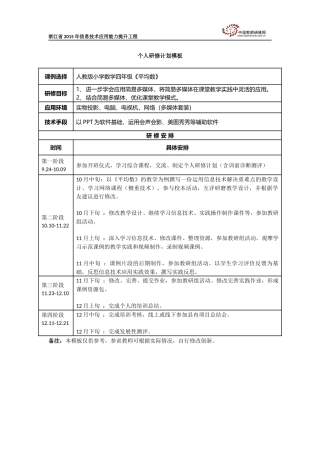 孙二亮个人研修计划