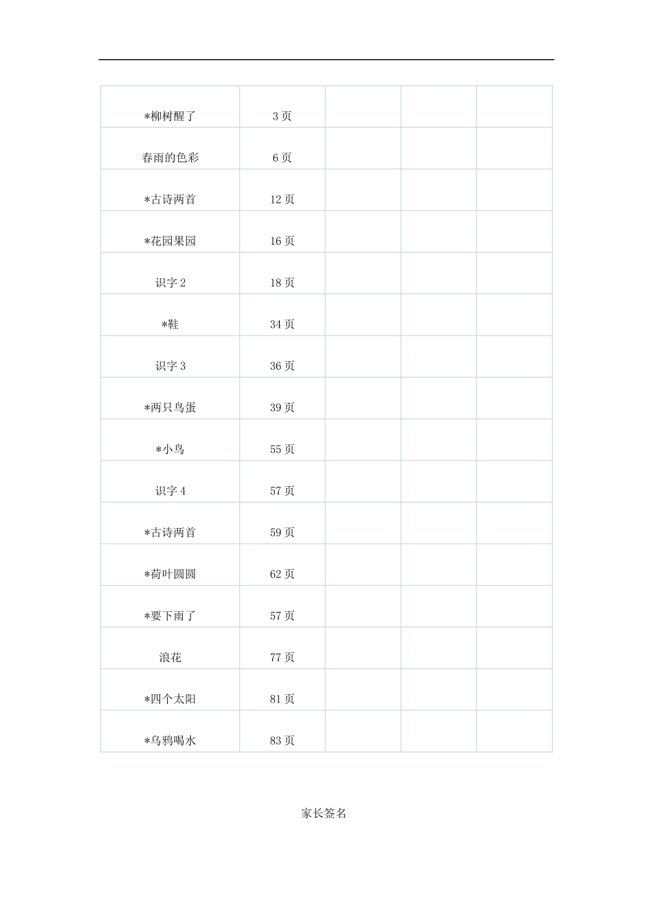 一年级下学期课文背诵检查表_第2页