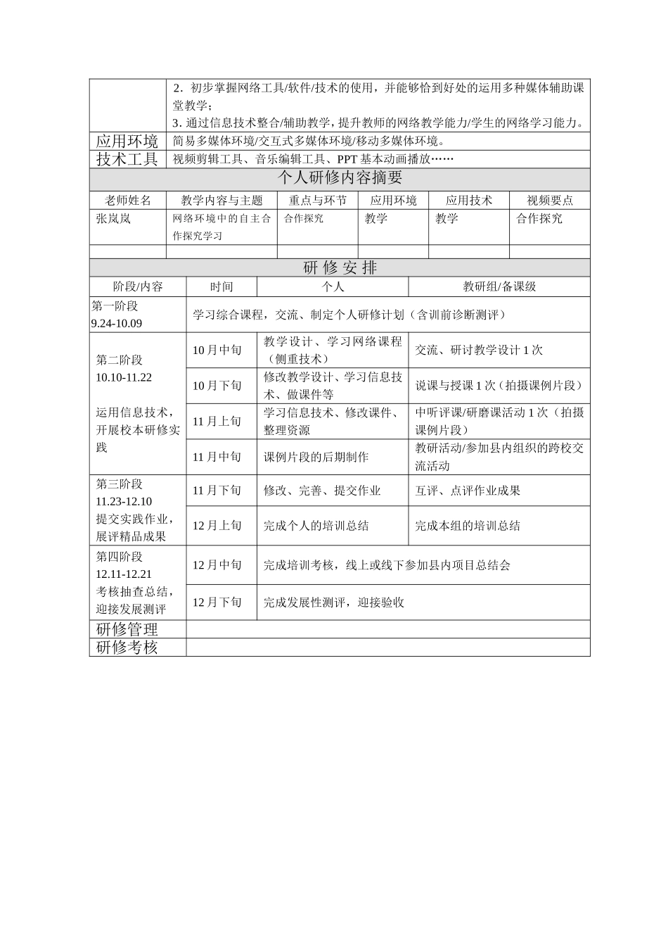 校本研修方案、个人研修计划样例_第2页