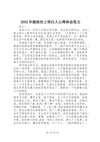 20XX年做政治上明白人心得体会范文 (2)