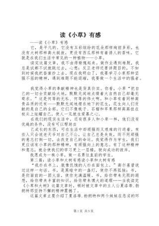 读《小草》有感