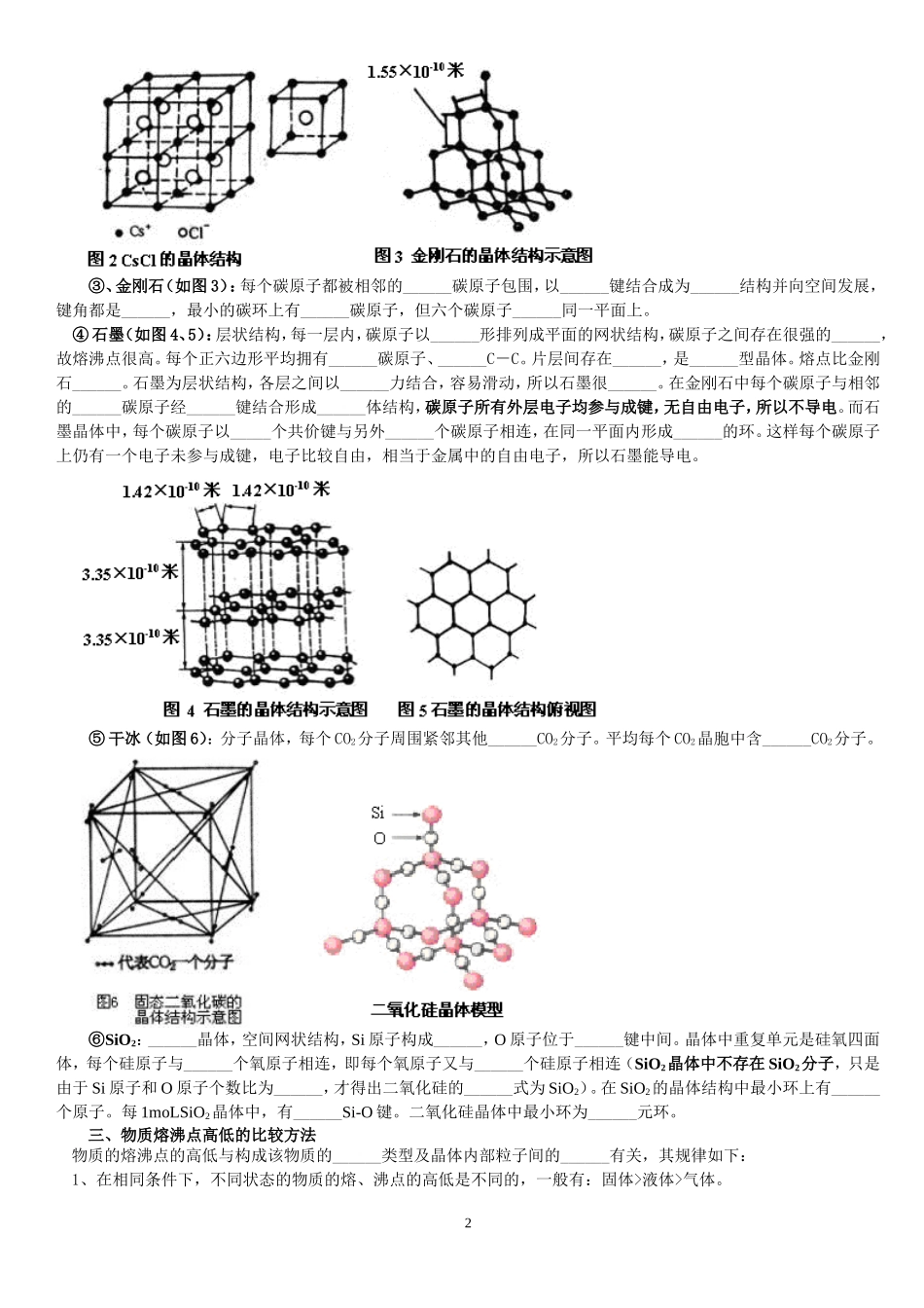 2009年高三晶体的类型与性质知识规律总结---填空_第2页