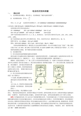 电容的识别和测量