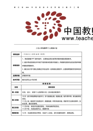 张雅苹个人研修计划