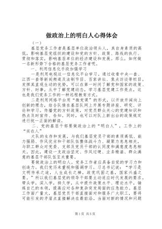 做政治上的明白人心得体会