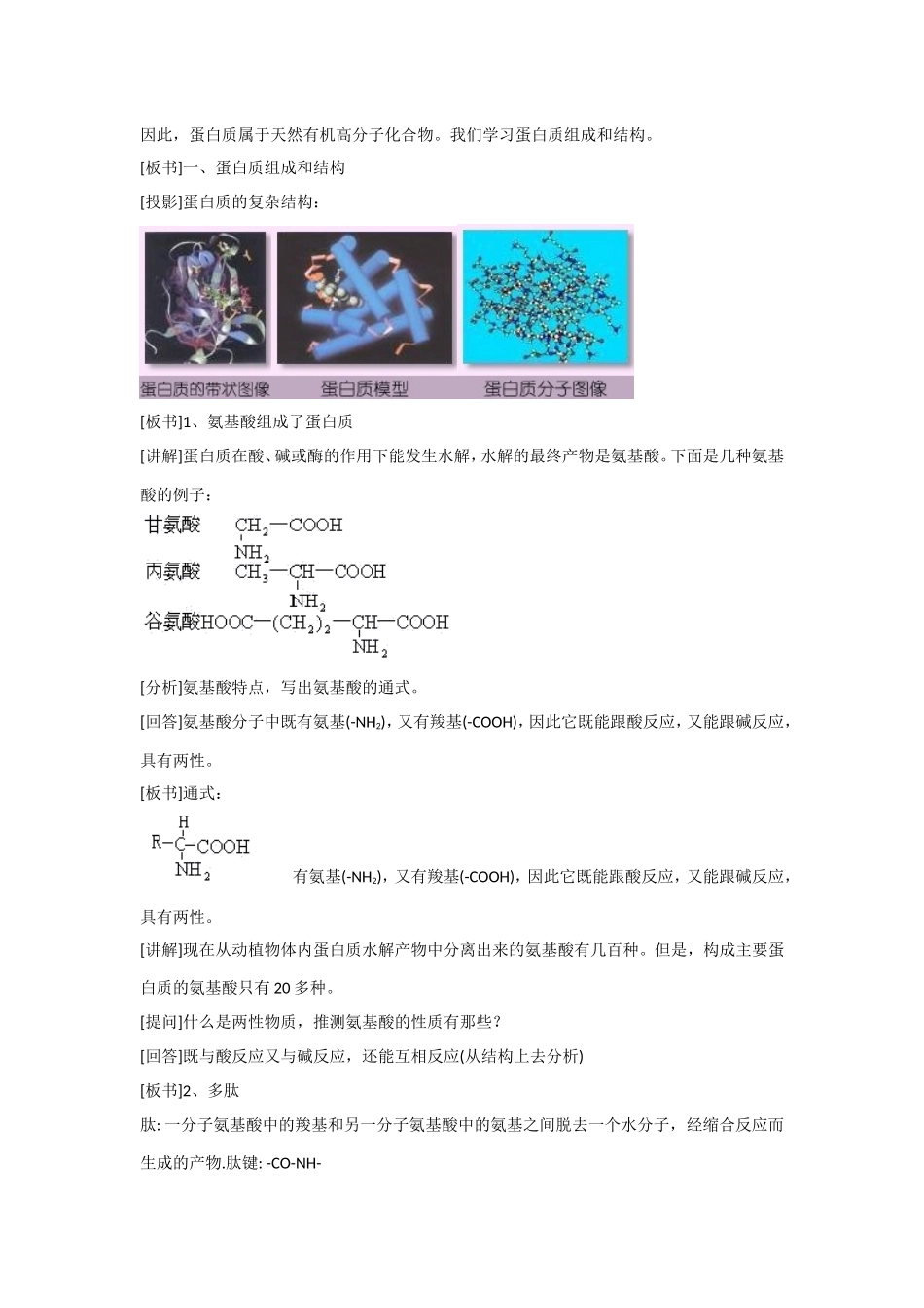 《1-1-生命的基础—蛋白质第一课时》教案2_第2页
