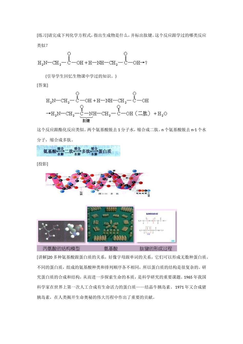 《1-1-生命的基础—蛋白质第一课时》教案2_第3页