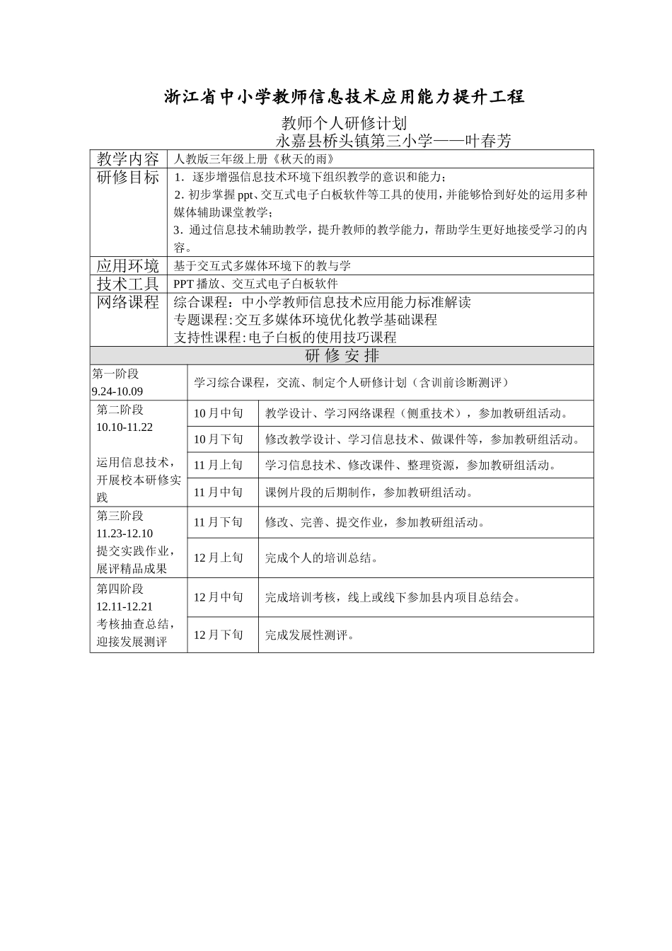 叶春芳个人研修计划_第1页