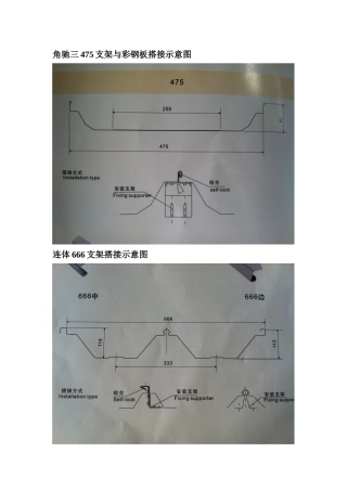 屋面板475支架666连体支架搭接示意图