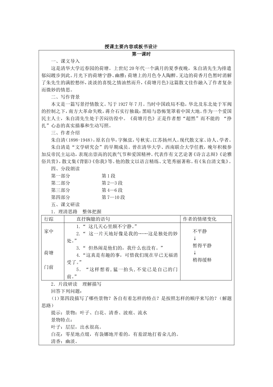 荷塘月色教学设计_第2页