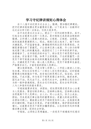 学习守纪律讲规矩心得体会