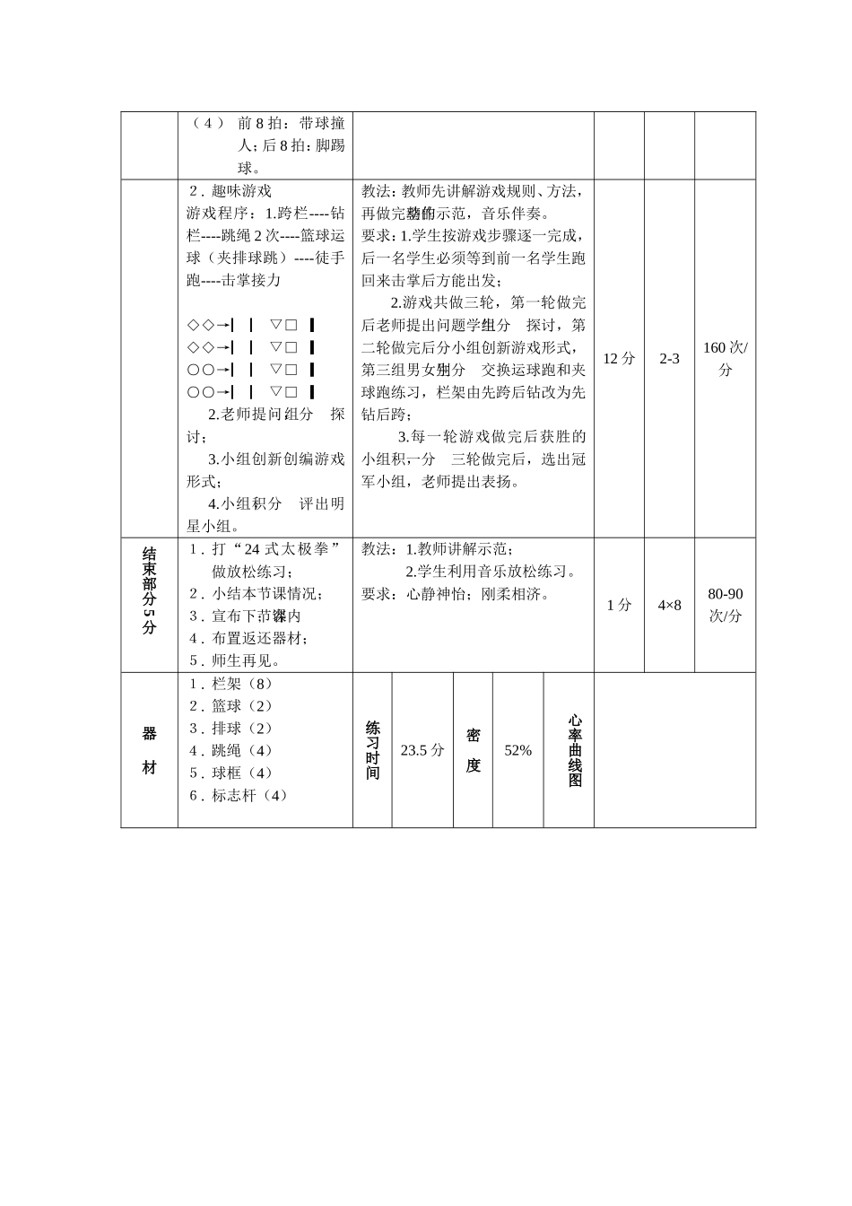 体育课教学教案(游戏)_第2页